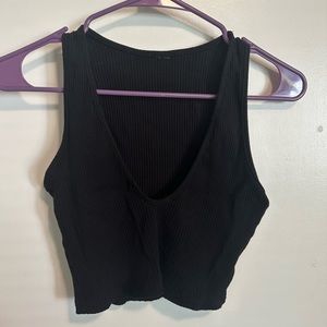 Black Vneck crop tank